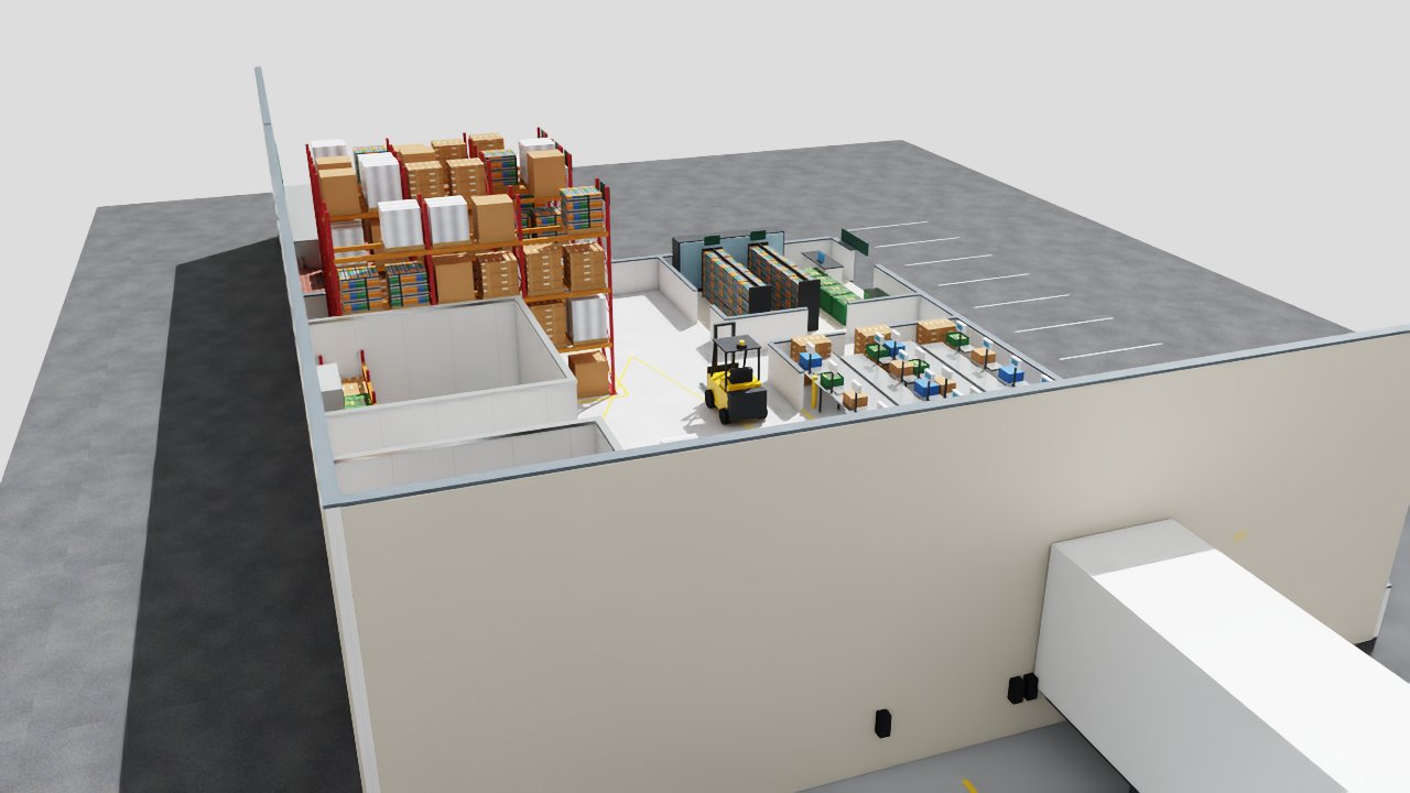 The designed facility rendered by Omniverse RTX on an AWS GPU